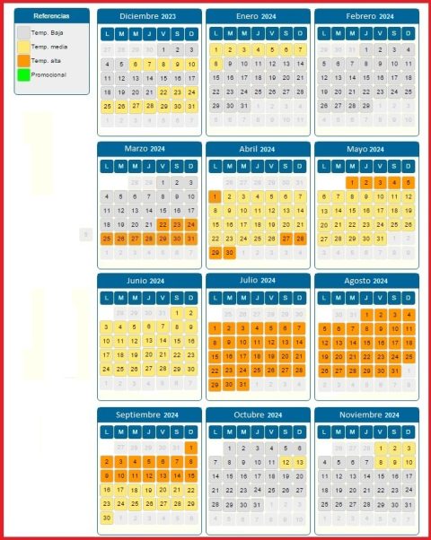 Calendario De Temporadas Autocaravanas En Ruta